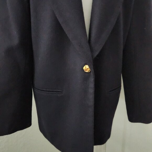 Vintage Savannah Ladies 12 Single Gold Button 100% Wool Navy Blue Blazer Jacket - Picture 12 of 13